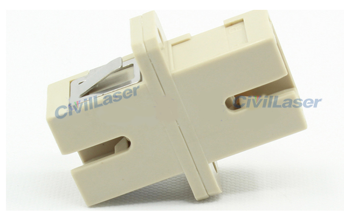 Multimode Singal Core Fiber Optic Adapter SC Beige Plastic Flange